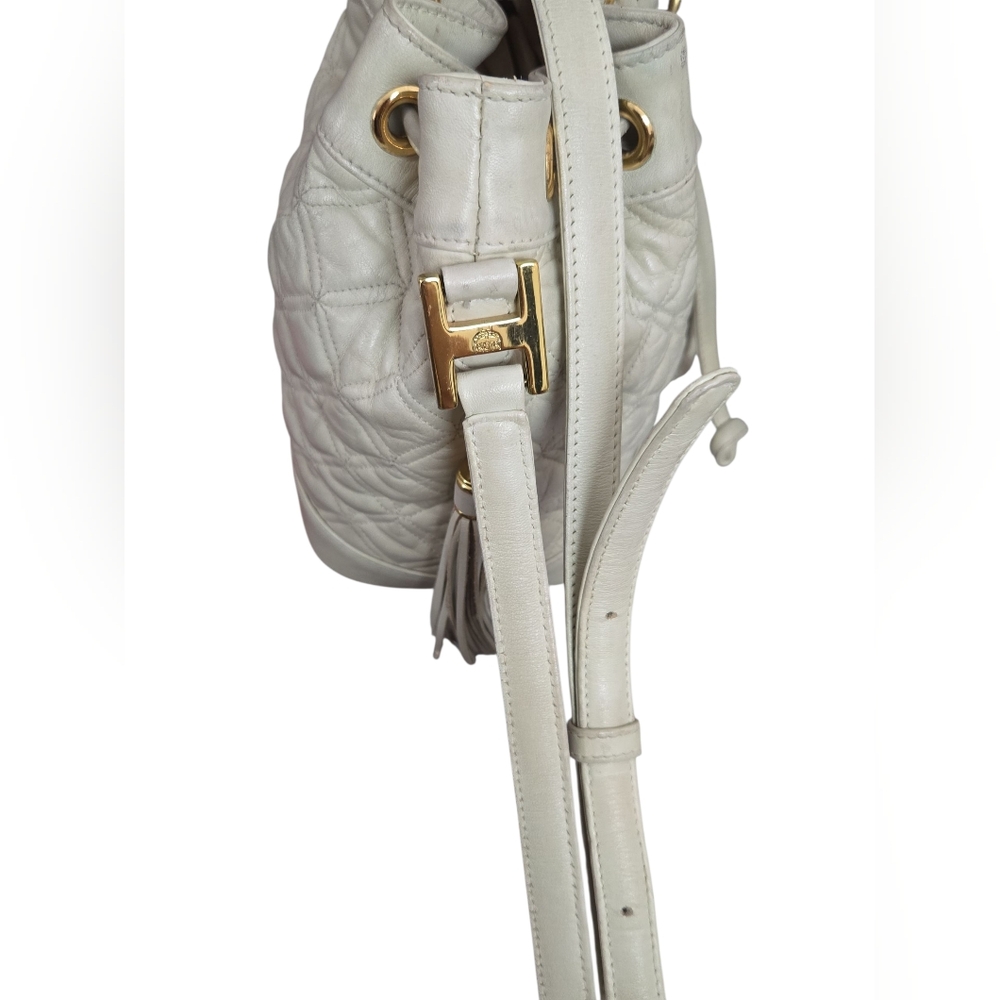 MCM Cream Quilted Crossbody Bucket Bag - Picture 5 of 13